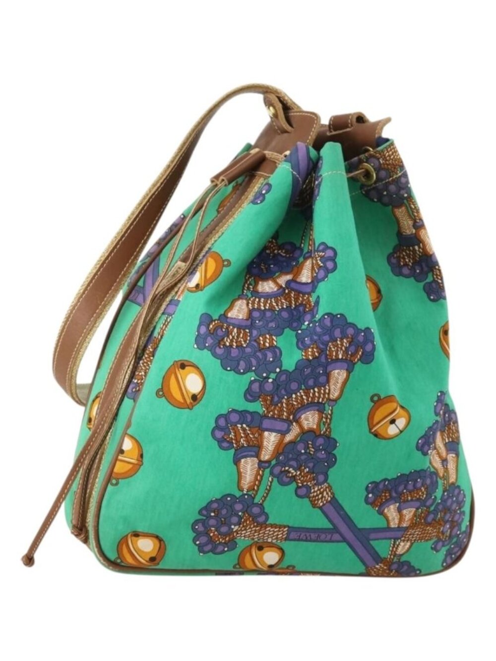 LOEWE Shoulder Bag Canvas Green Gold